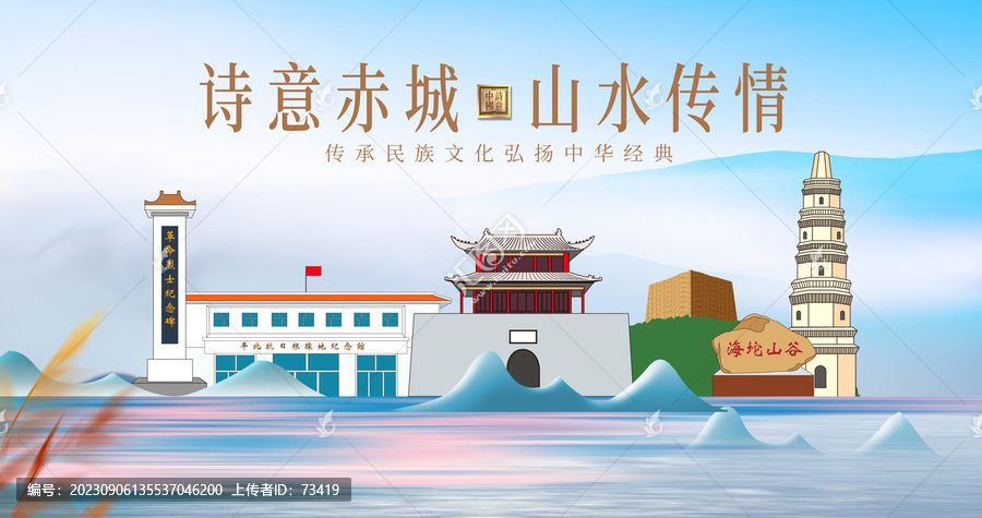 赤城縣綠水青山水城市海報