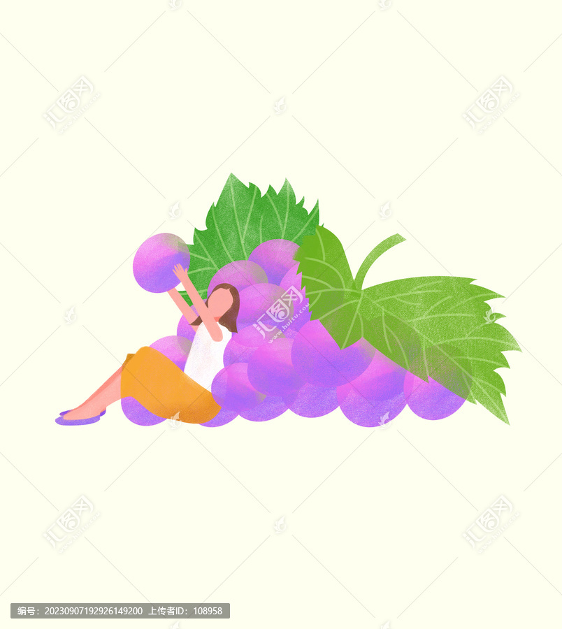 水果女孩插畫