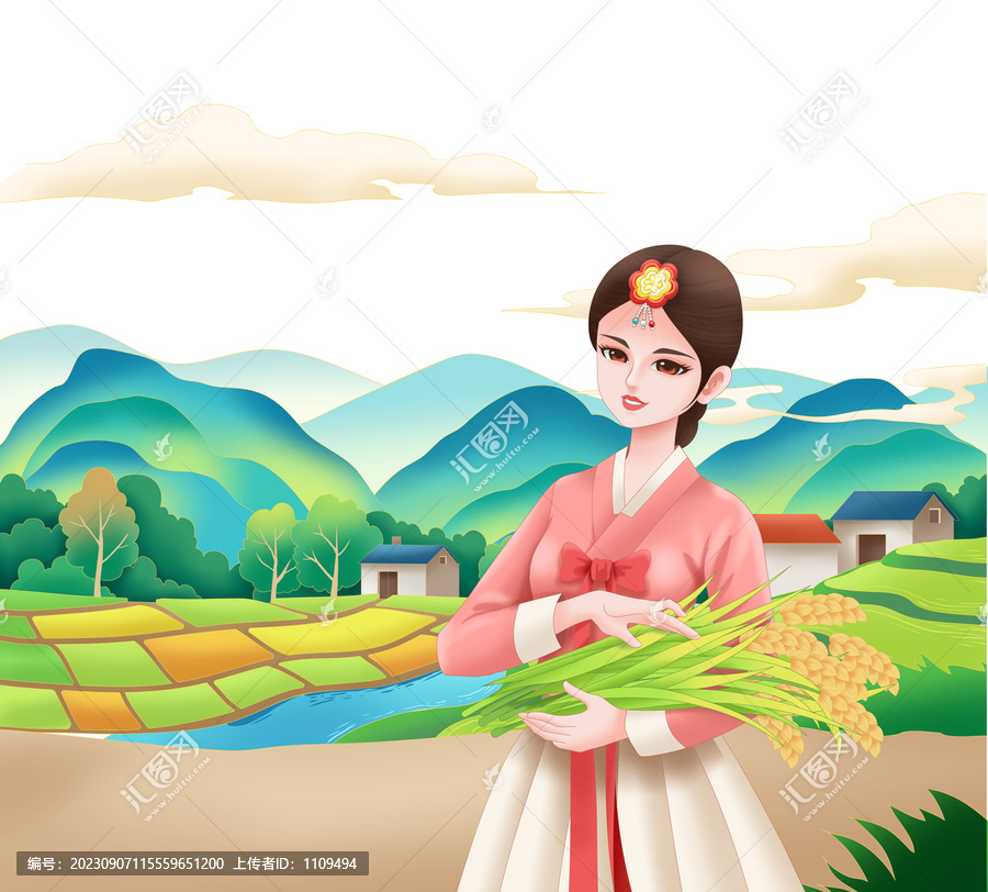 東北朝鮮族大米包裝插畫