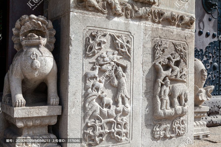 五台山普化寺古建石雕石刻狮子