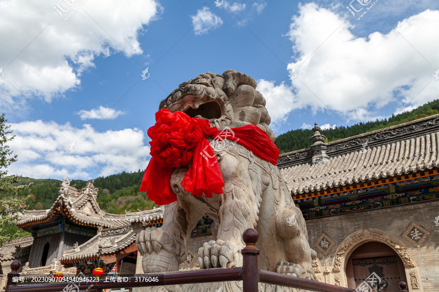 五台山普化寺古建石雕石刻狮子