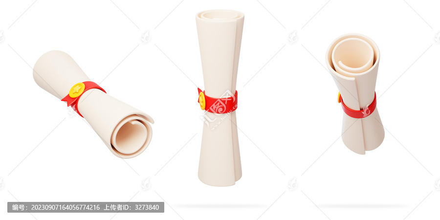升官發(fā)財(cái)卷子畢業(yè)典禮紙張3D