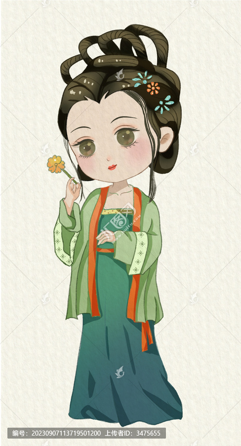 Q版古風漢服少女女孩花神