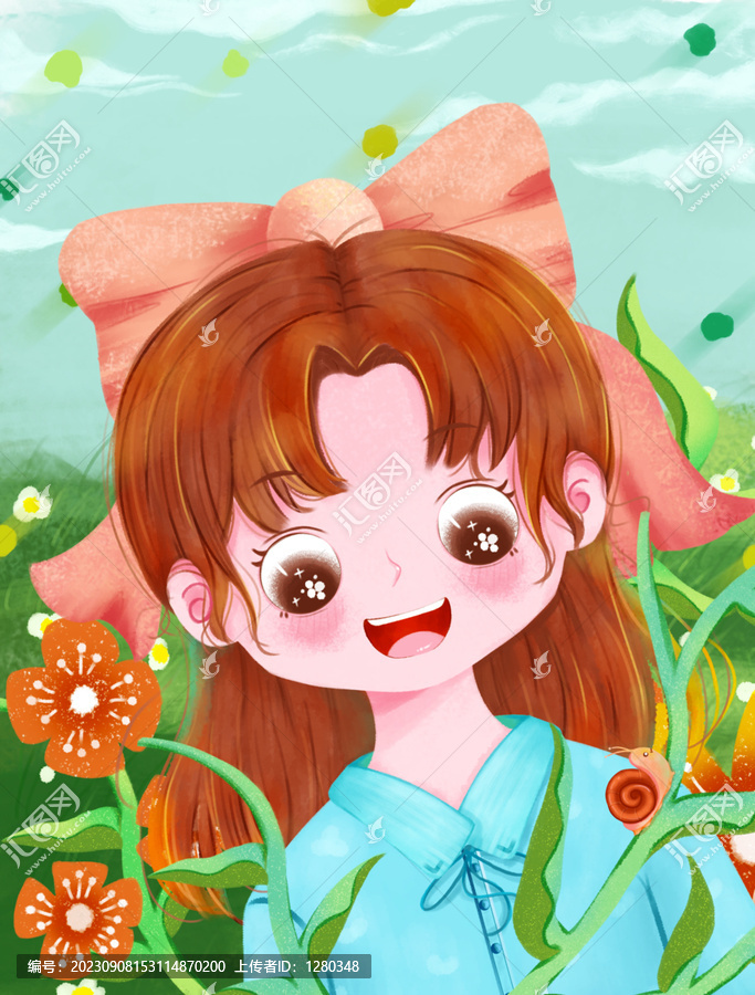 半身小女孩封面插畫