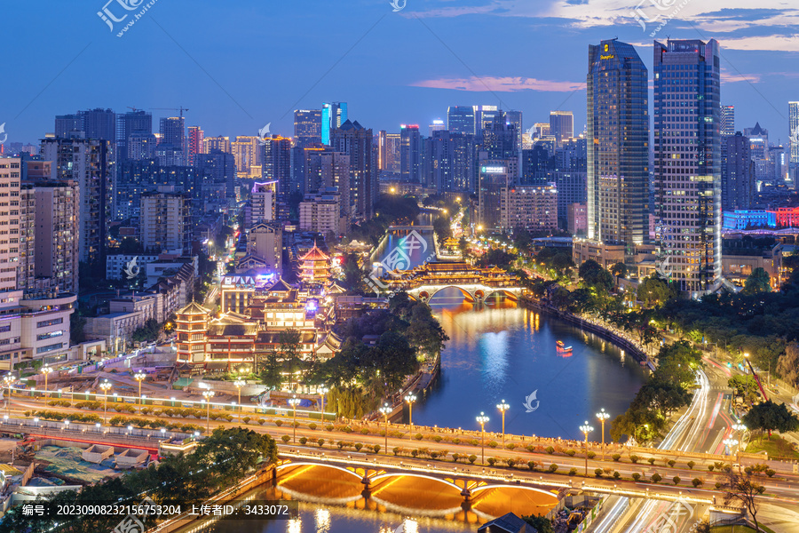 成都九眼桥安顺廊桥城市夜景