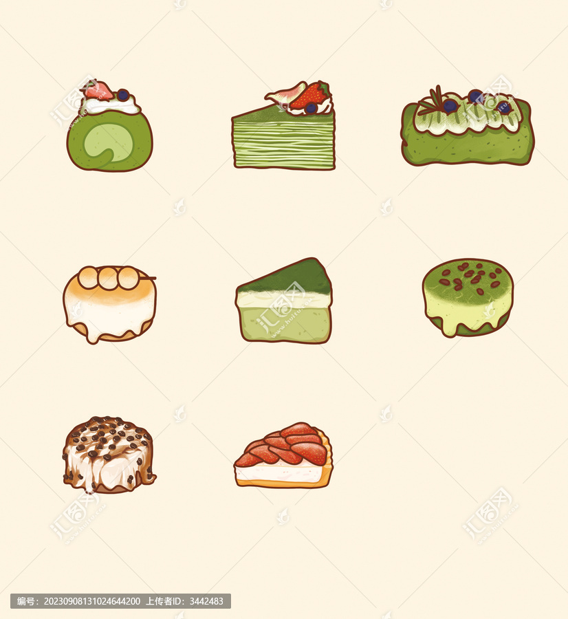原創(chuàng)手繪插畫甜品簡(jiǎn)筆畫素材