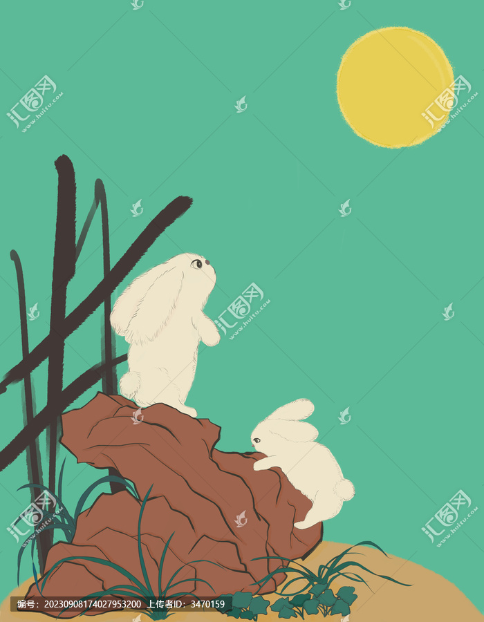 中秋玉兔賞月