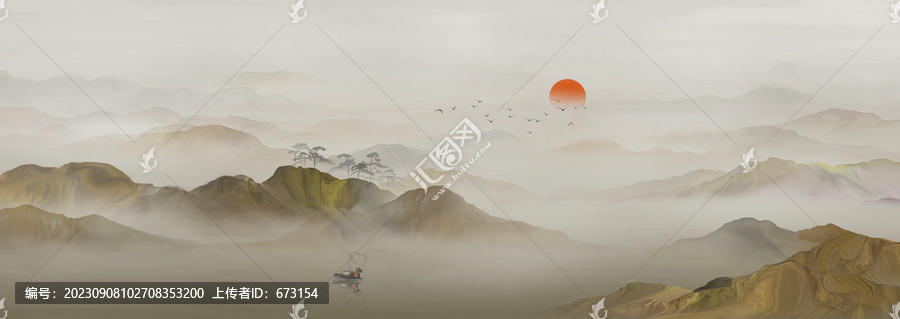 金色山水畫