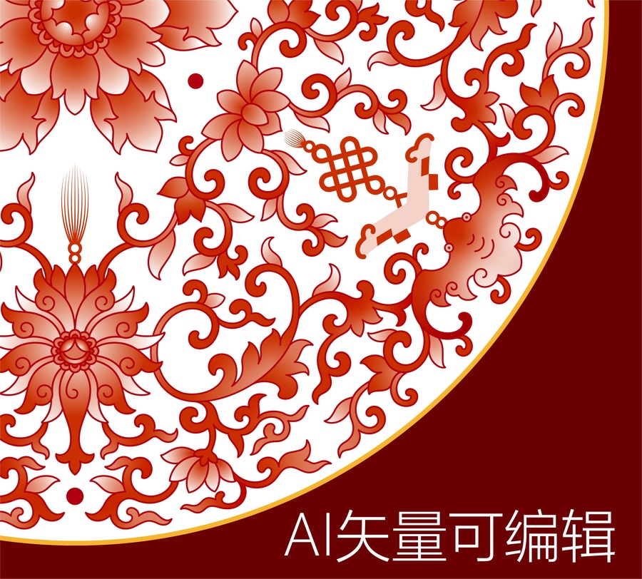 纏枝蓮紋喜慶花紋