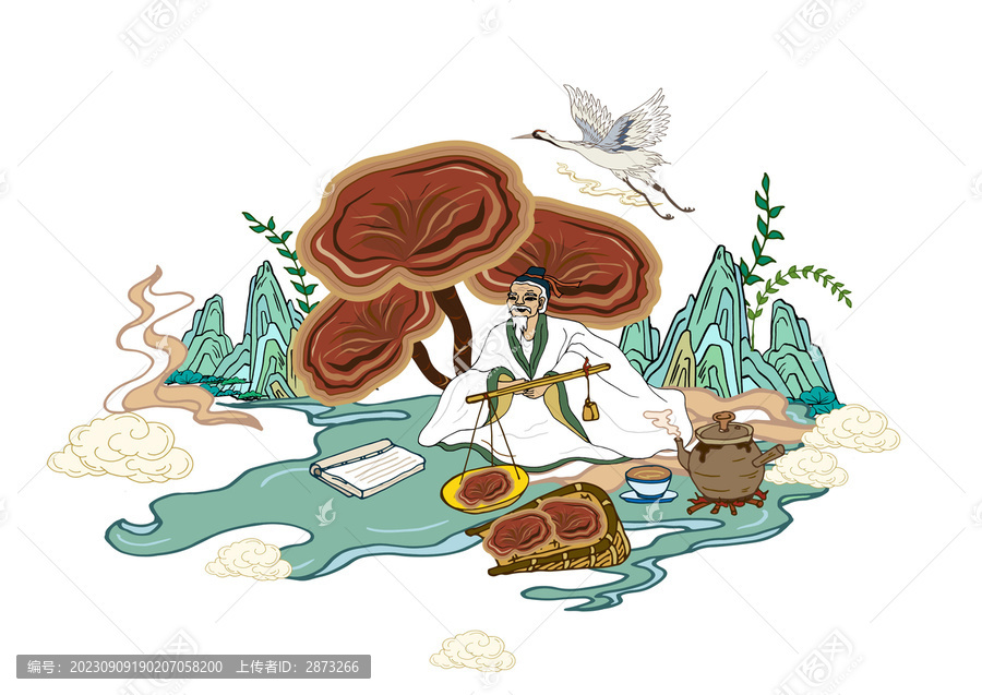靈芝插畫