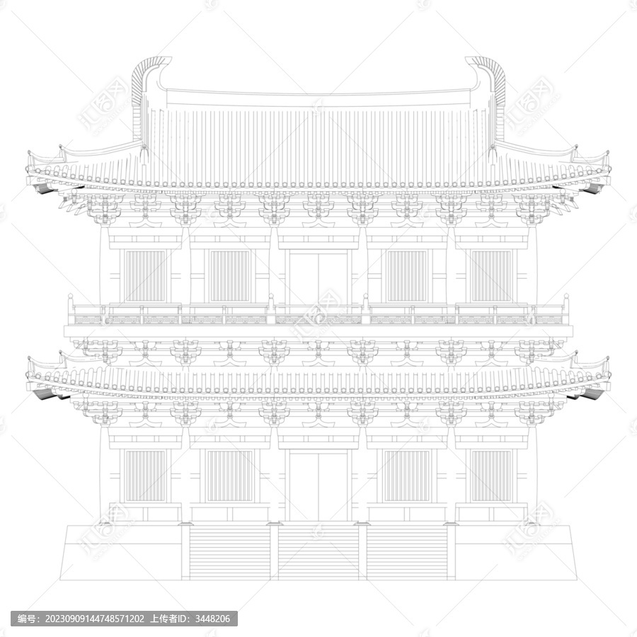 閣樓正立面線稿圖