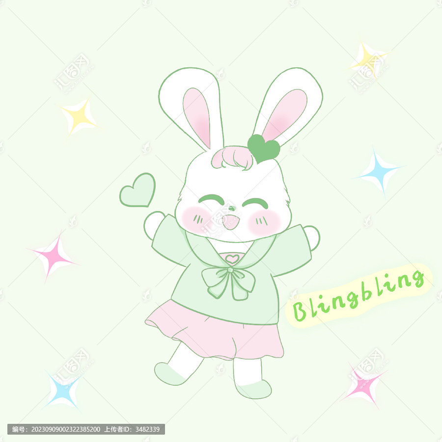 卡通兔子開心圖案