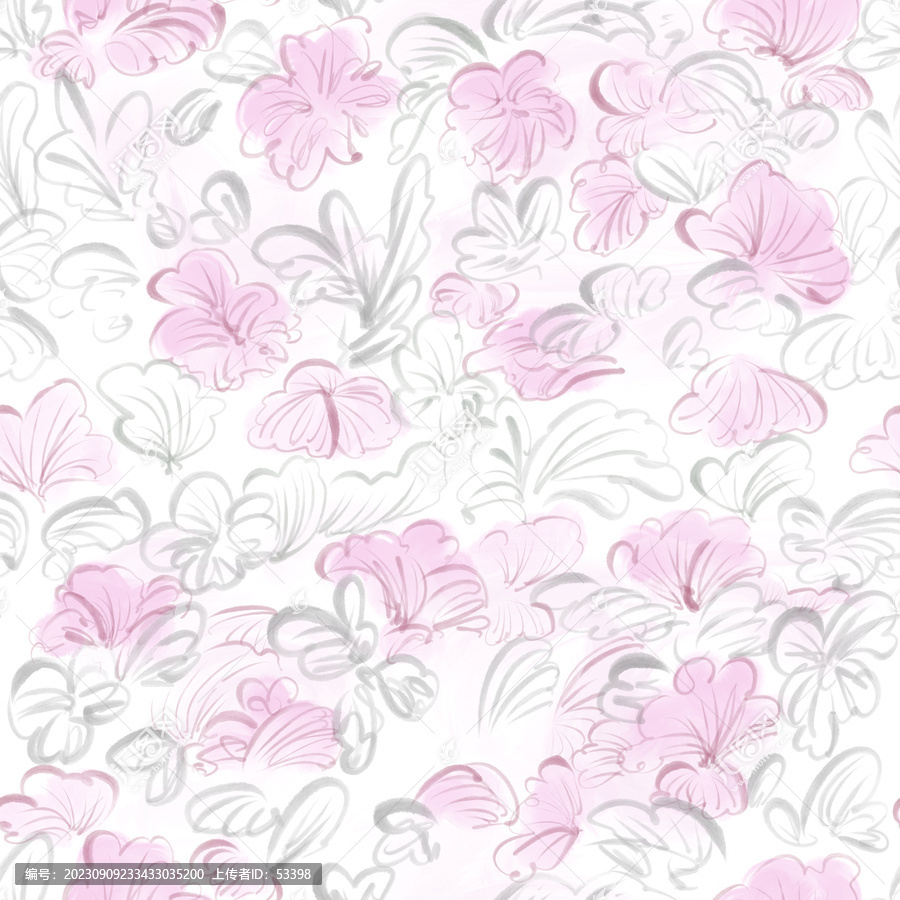 原創(chuàng)水彩水墨風(fēng)花卉花紋圖案