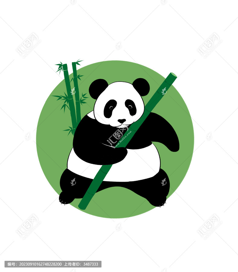 熊貓拿著竹子思考熊生