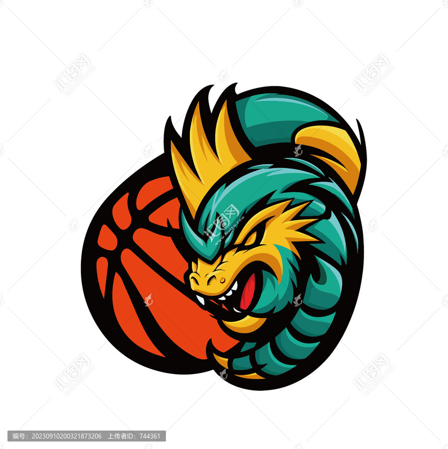 龍籃球力量運(yùn)動隊徽插畫設(shè)計