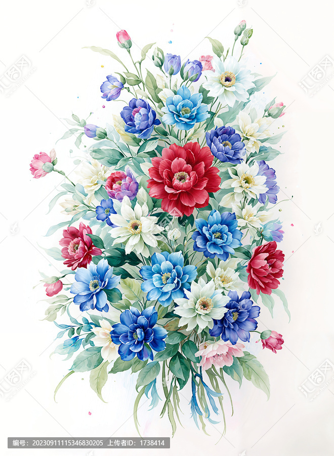 分層水彩獨(dú)幅清新花卉
