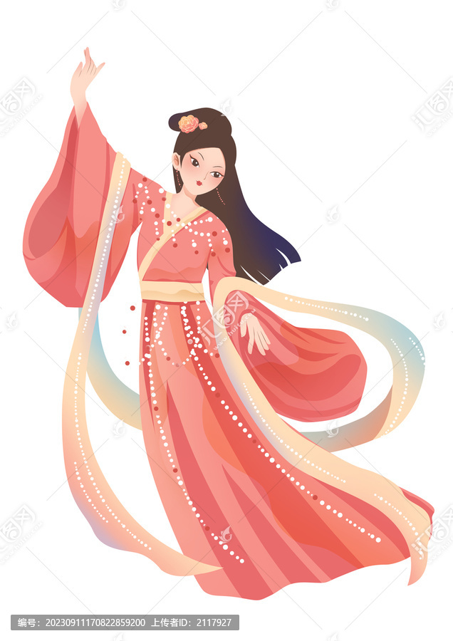 國(guó)潮插畫飛天女子