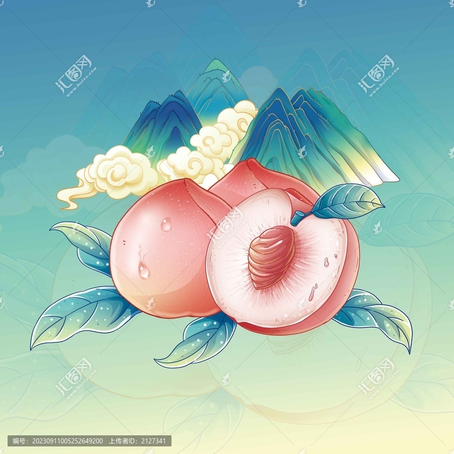 水蜜桃插畫