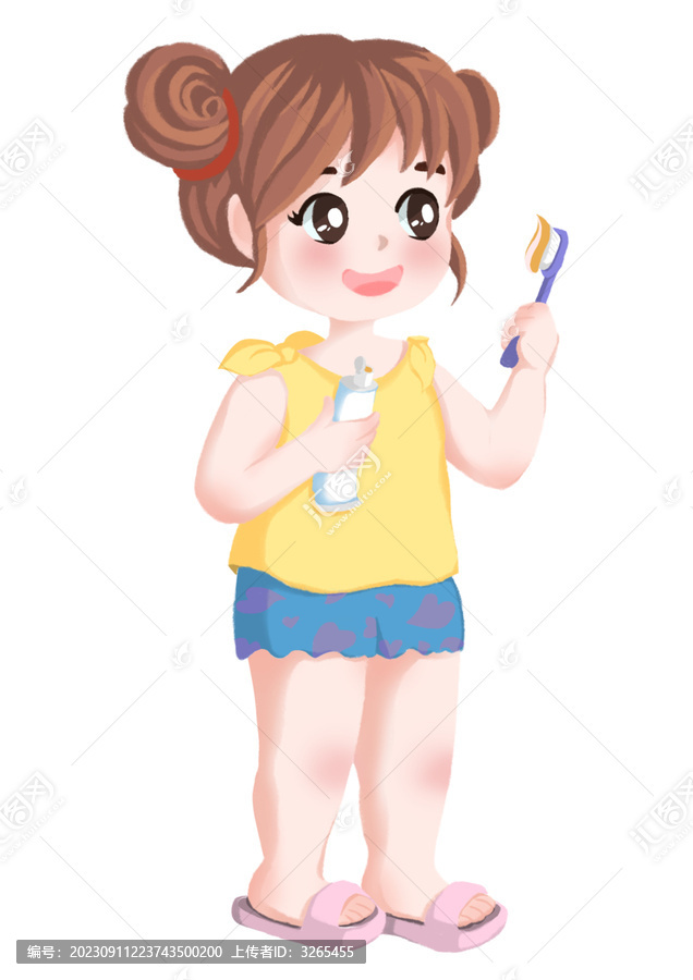 拿著牙刷牙膏的女孩
