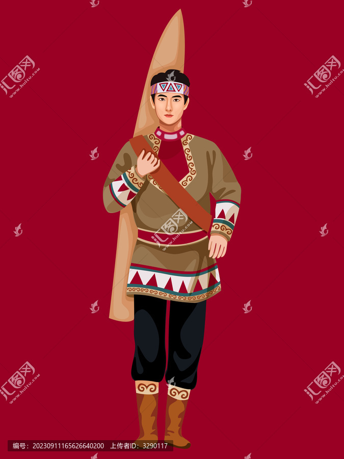 鄂溫克族男孩人物插畫(huà)