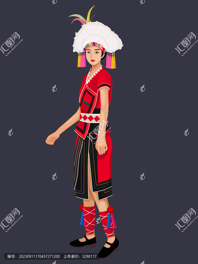 高山族女孩人物矢量插畫