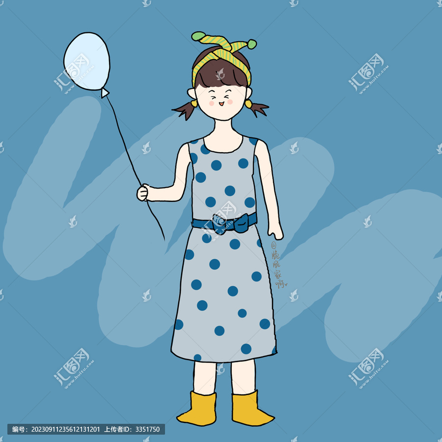 可愛(ài)卡通氣球女生