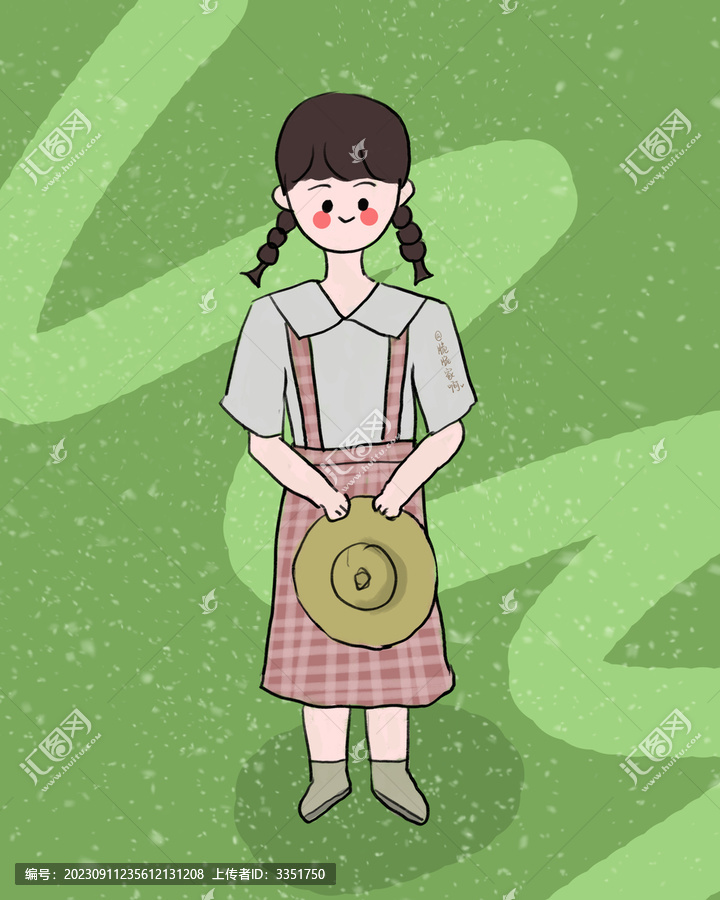 可愛背帶褲女孩