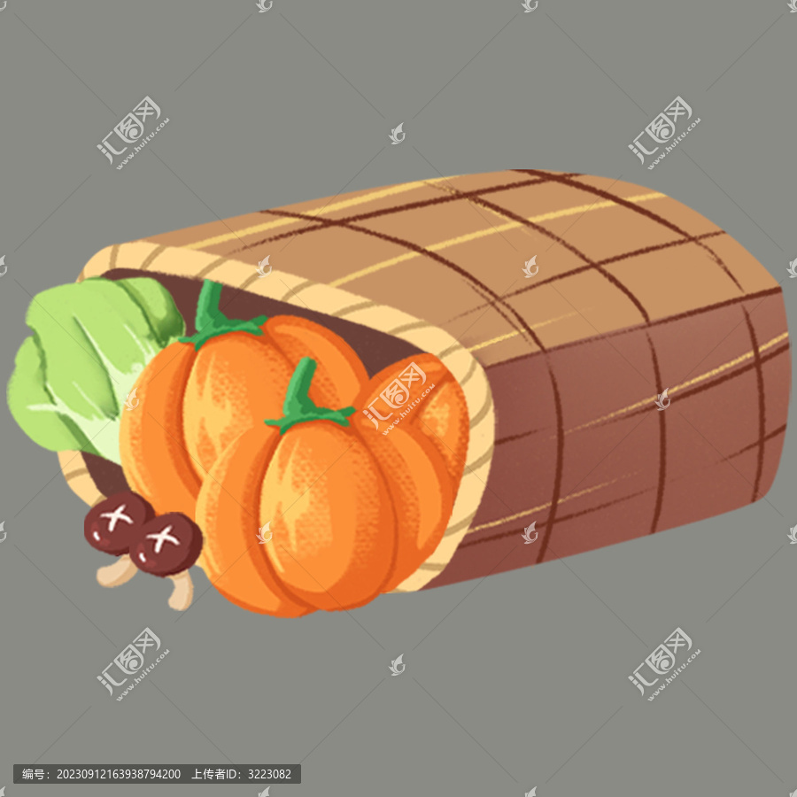 秋季豐收采摘蔬菜籃子元素