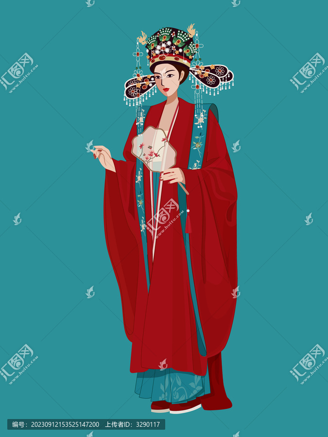 漢族全身女孩矢量插畫人物