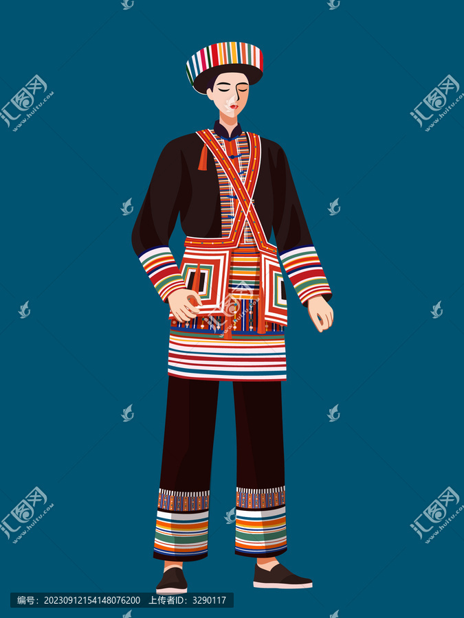 瑤族男孩矢量插畫人物