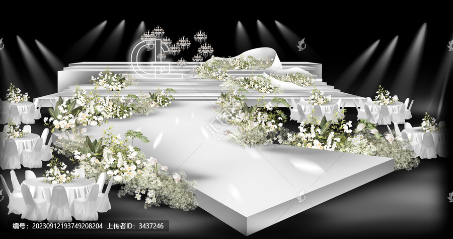 白綠臺階簡約婚禮效果圖