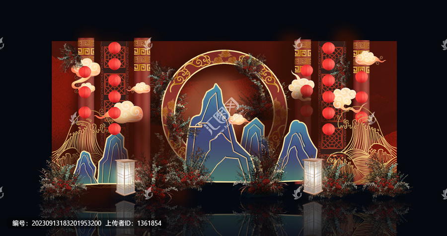 中式婚禮迎賓區(qū)效果圖