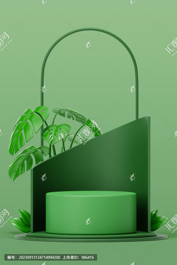 3D植物主題電商產品展臺背景