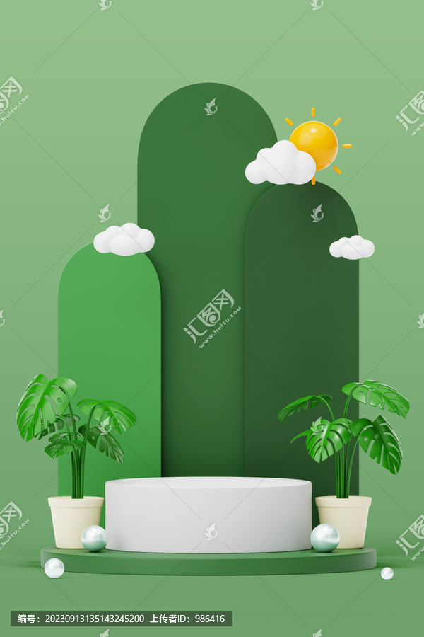 3D植物主題電商產(chǎn)品展臺背景