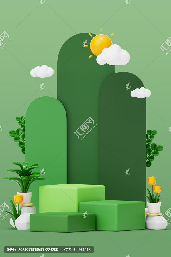 3D植物主題電商產(chǎn)品展臺背景
