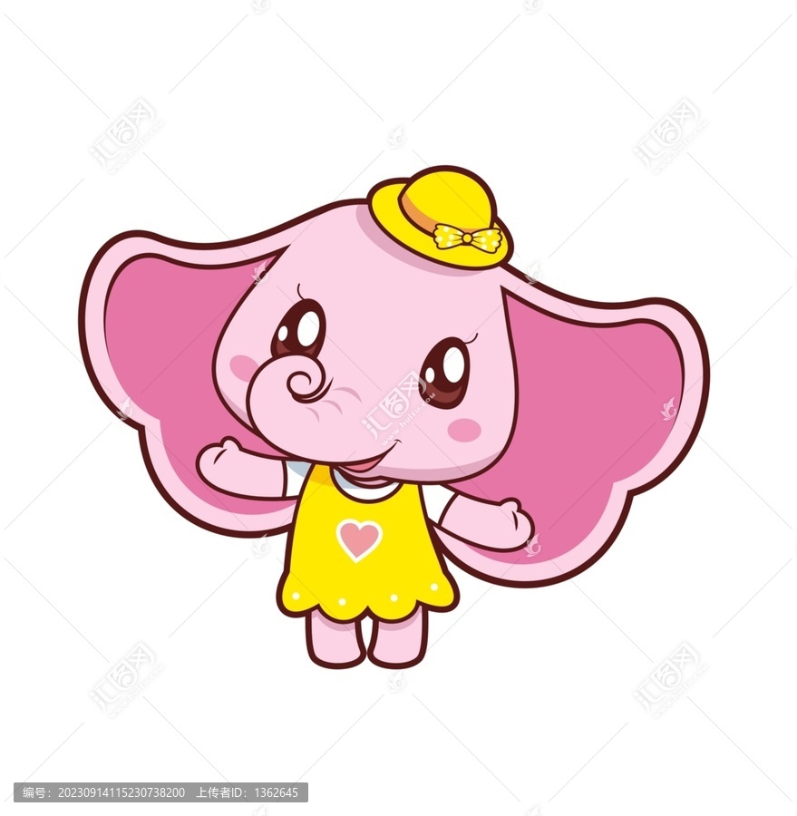 卡通可愛小象妹妹