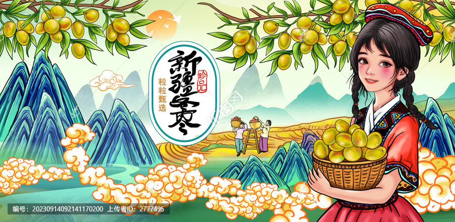 新疆脆棗插畫