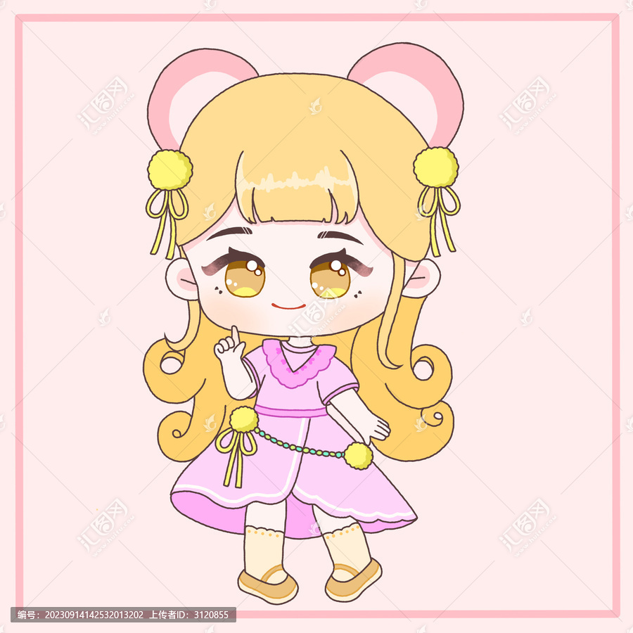 可愛生肖鼠Q版女孩擬人