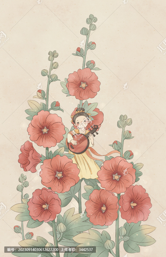 中國風(fēng)十二花令蜀葵