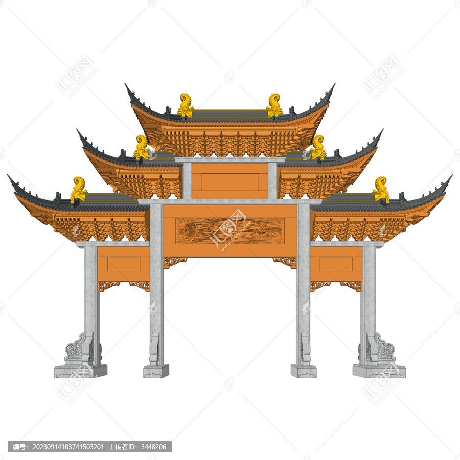 蘇式牌樓立面效果圖
