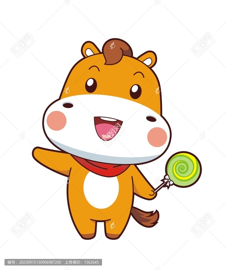 卡通可愛小馬拿棒棒糖