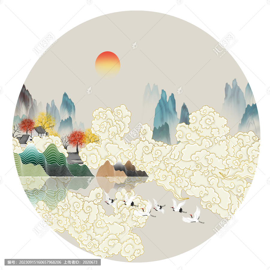 新中式鏡心山水