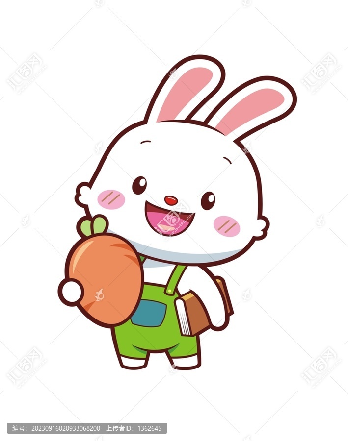 卡通可愛小兔抱蘿卜
