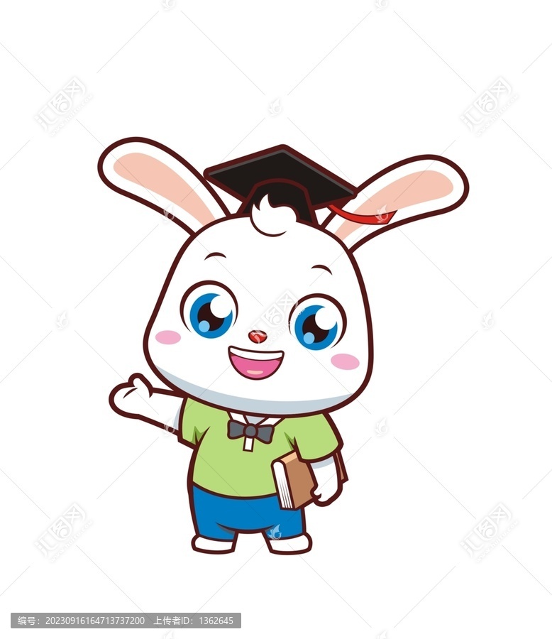 卡通可愛小兔博士