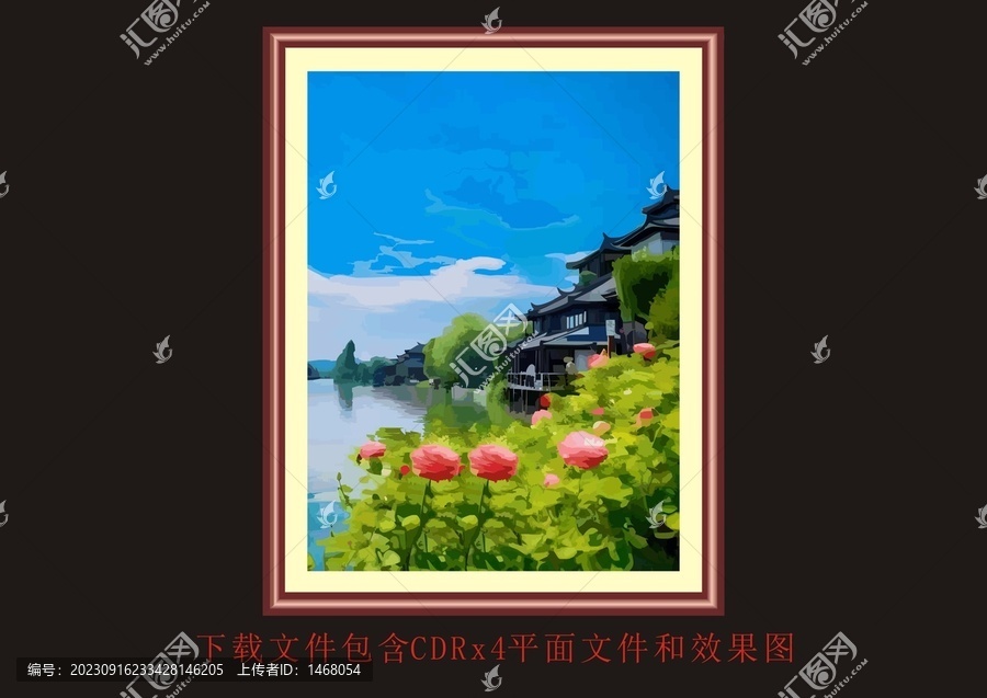 玫瑰樓閣小木屋風(fēng)景裝飾畫(huà)
