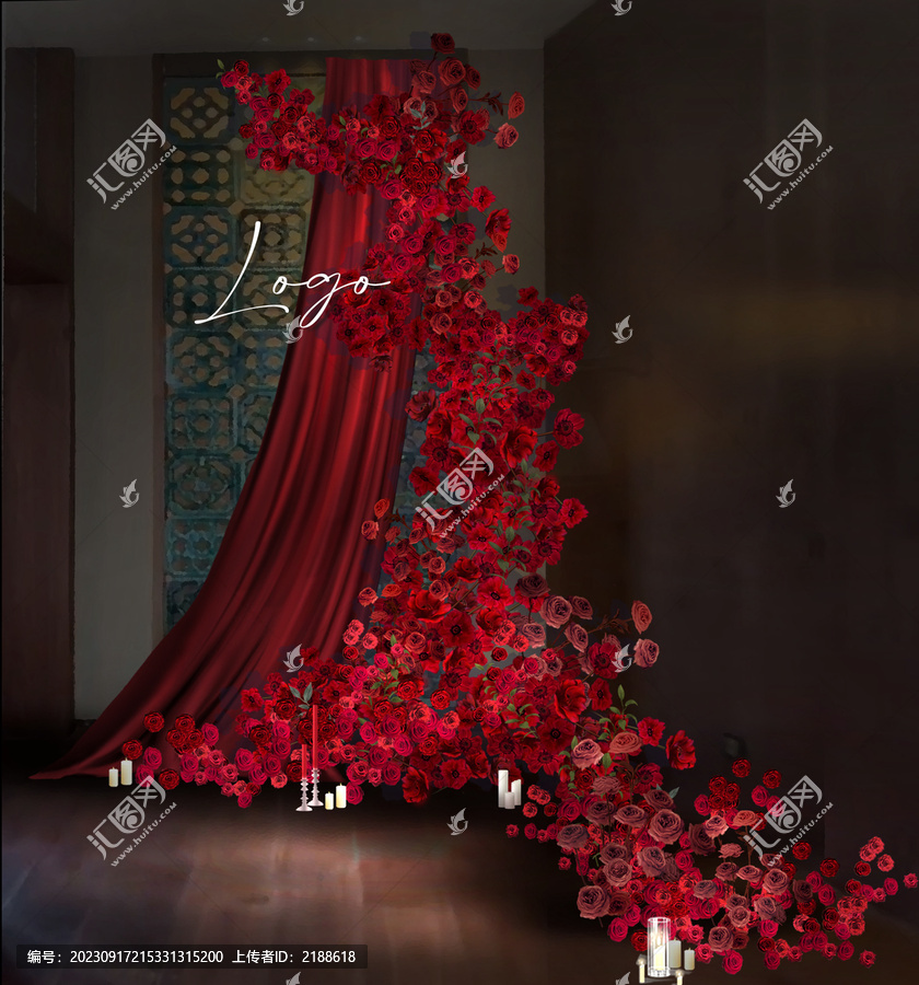 紅玫瑰瀑布派對年會效果圖
