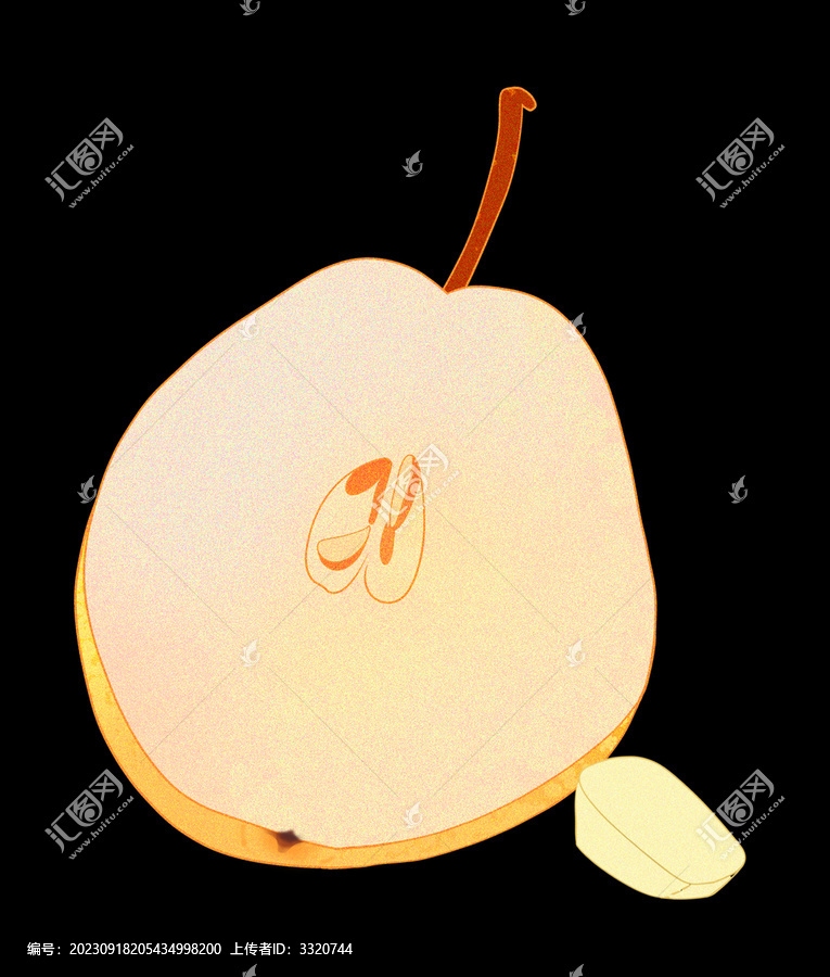 手繪半個(gè)梨插畫(huà)