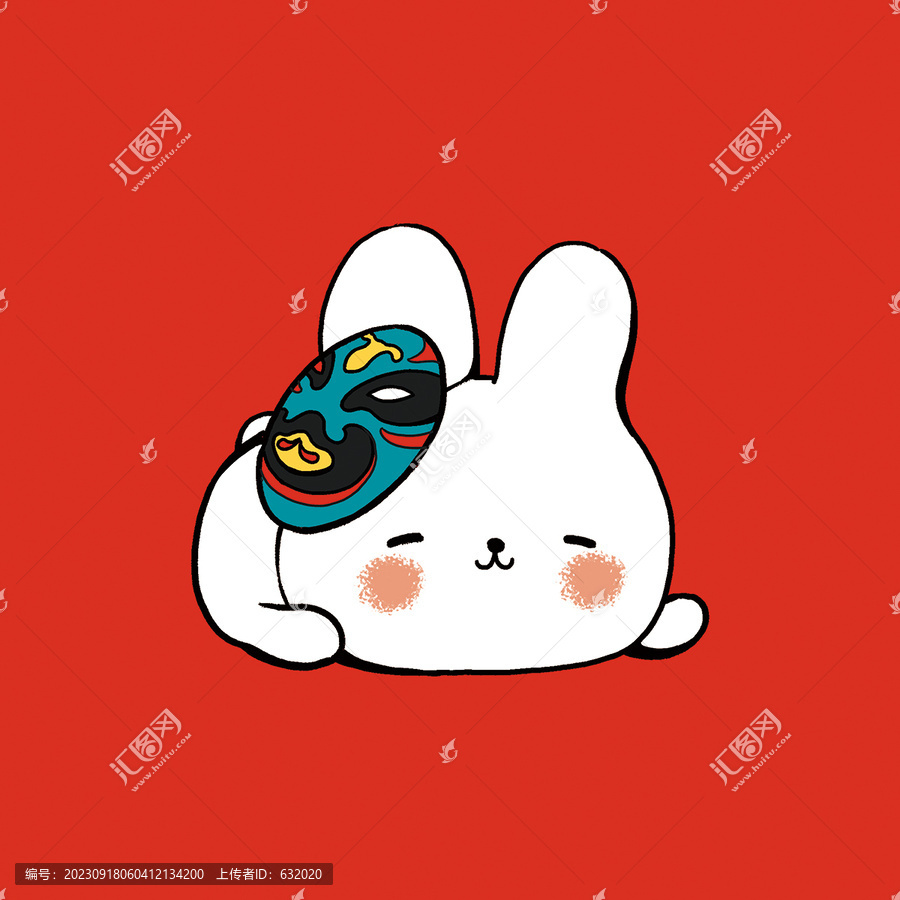 戴臉譜面具的小兔