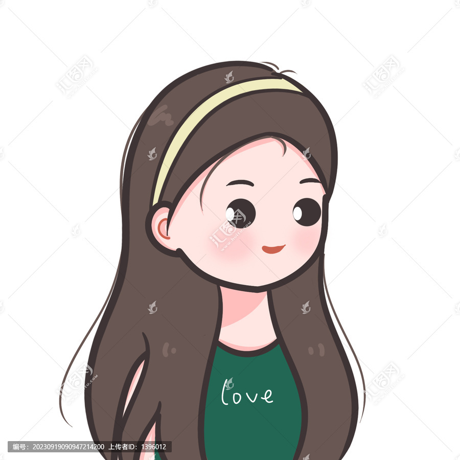 手繪可愛(ài)長(zhǎng)發(fā)女生頭像簡(jiǎn)筆畫(huà)