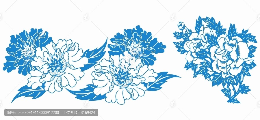 花剪影牡丹花剪影